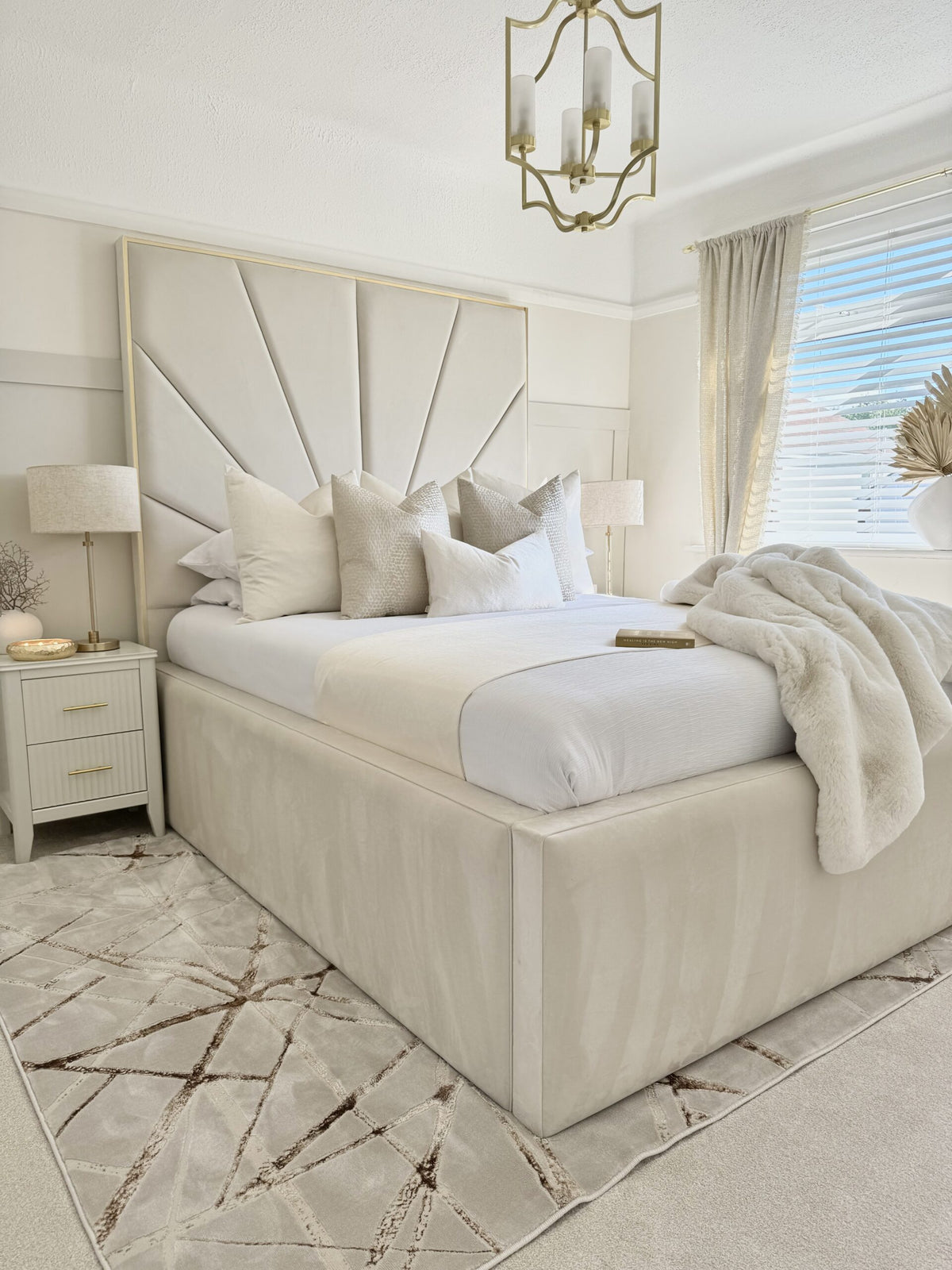 Sunburst Tall Headboard Luxury Bed