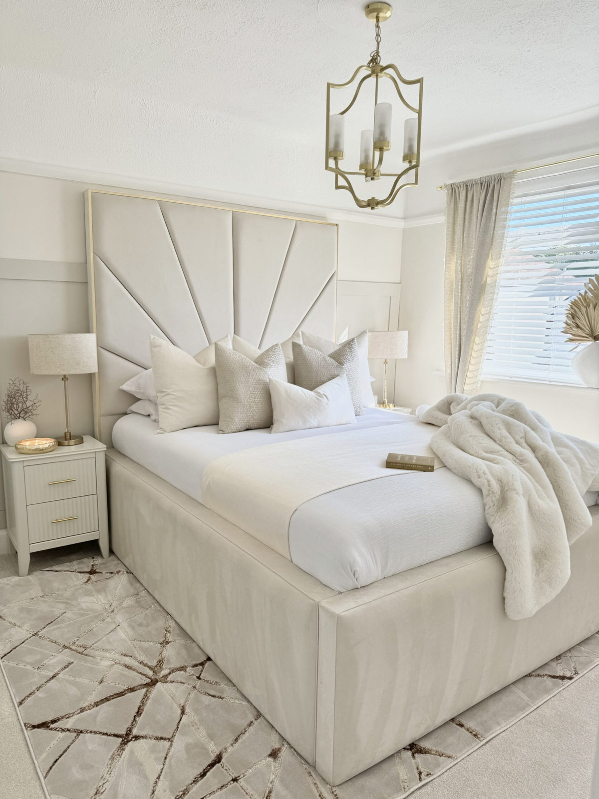 Sunburst Tall Headboard Luxury Bed