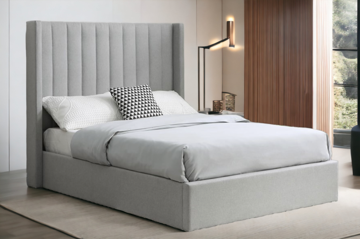 Grey upholstered ottoman bed deals