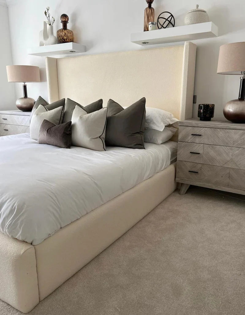 Alessia Boucle Winged Bed Frame