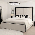 Cream Solara Sunburst Bed full setup With Headboard Black border