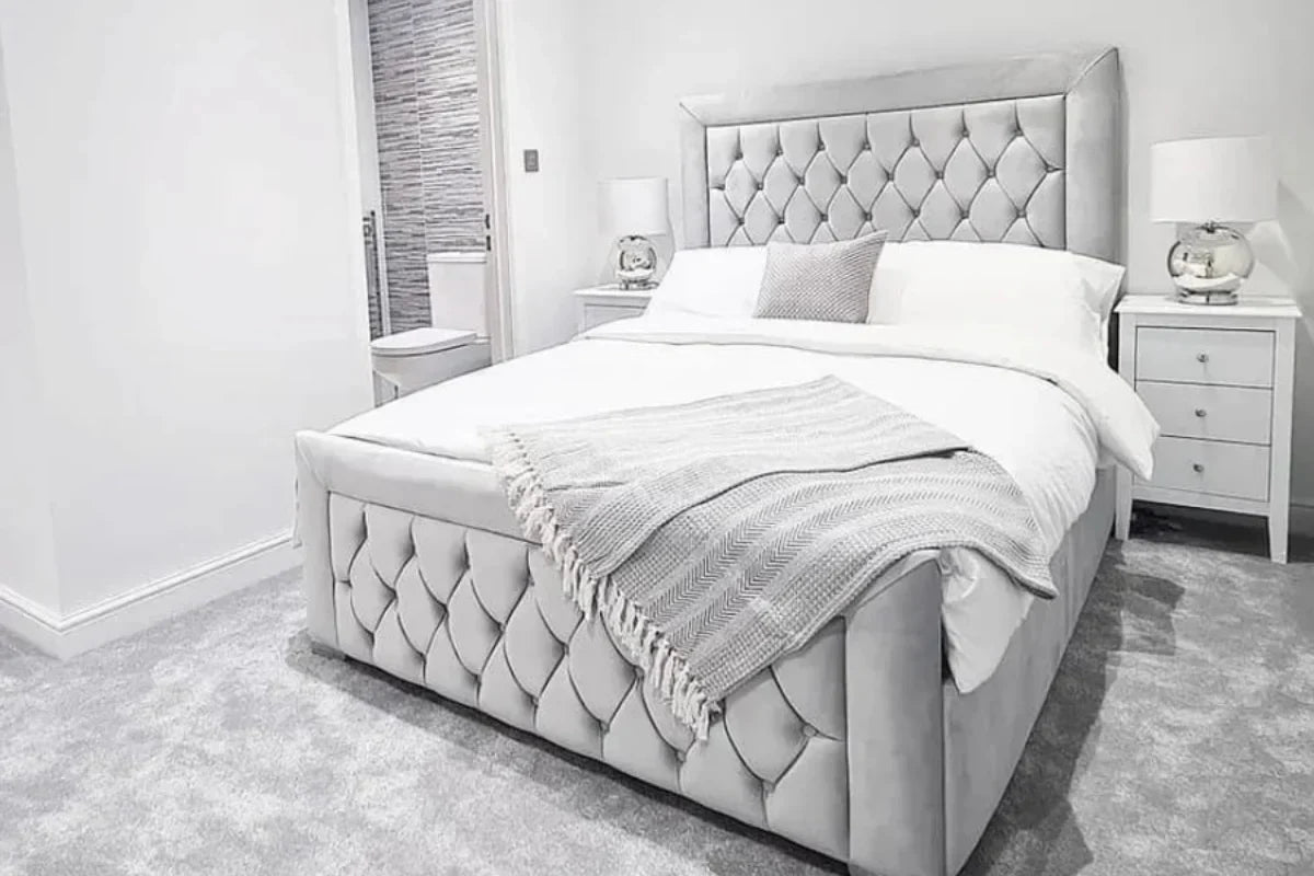 Kensington Bedframe Full Setup Side Corner View