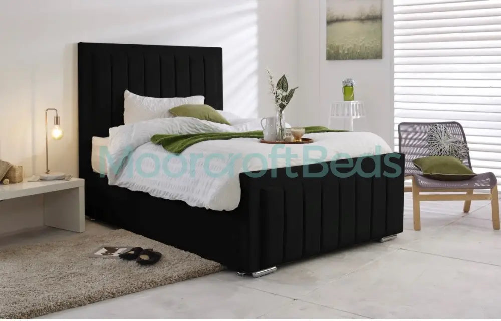 Avery Bed Frame In Blue Single / Black