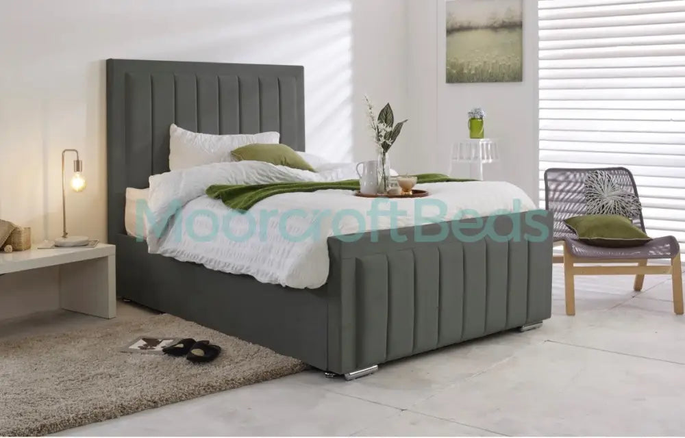 Avery Bed Frame In Blue Single / Grey