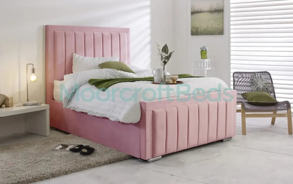 Avery Bed Frame In Natural Single / Pink