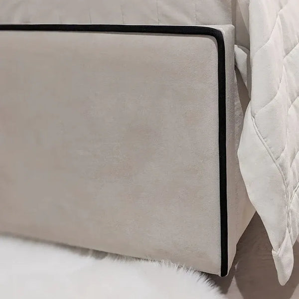 Herringbone Luxury Panelled Bed With Contrast Black Piping