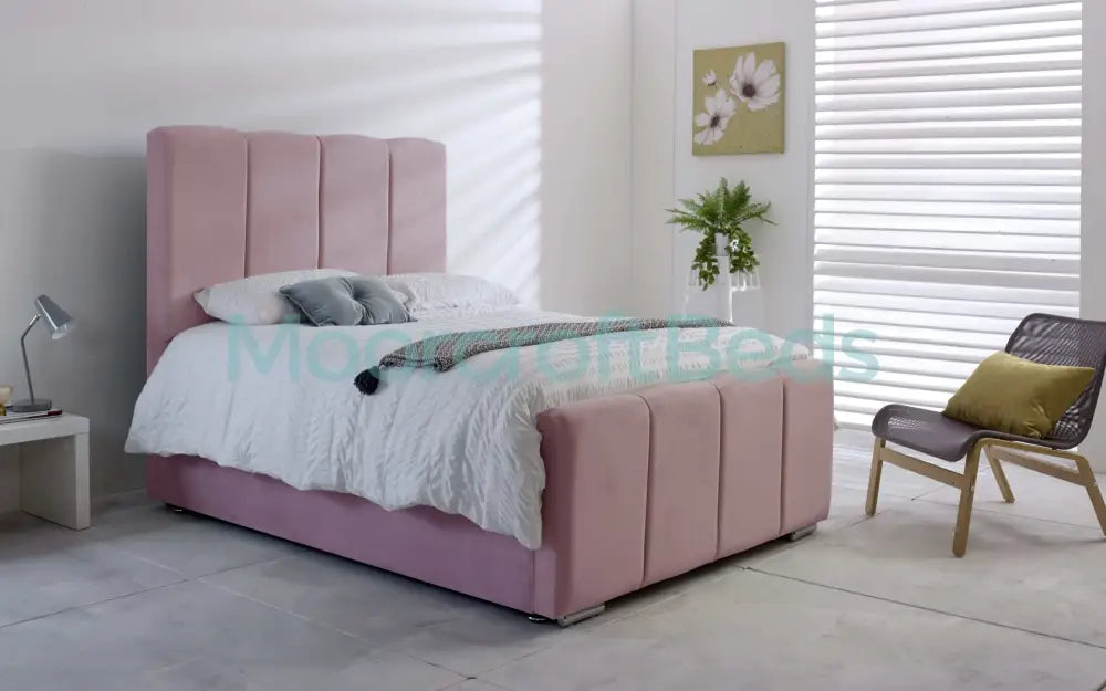 Kensington Bed Frame In Grey Double / Pink