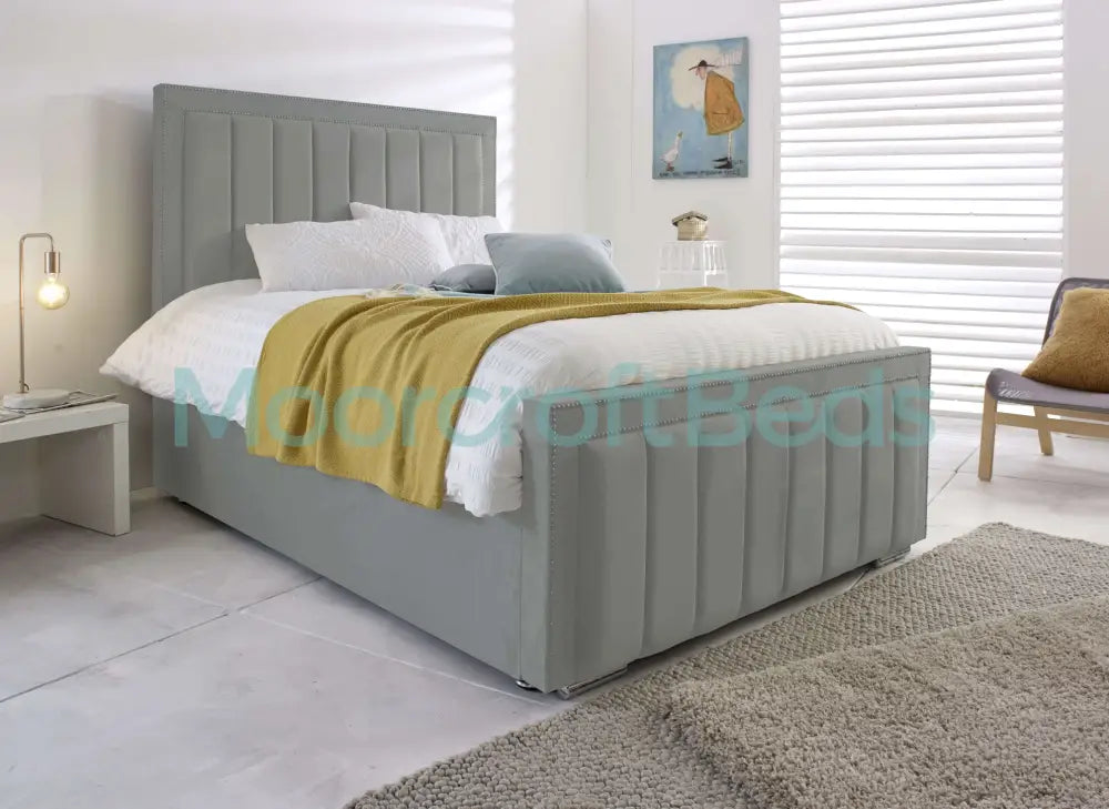 Milan Bed Frame In Blue Double / Silver